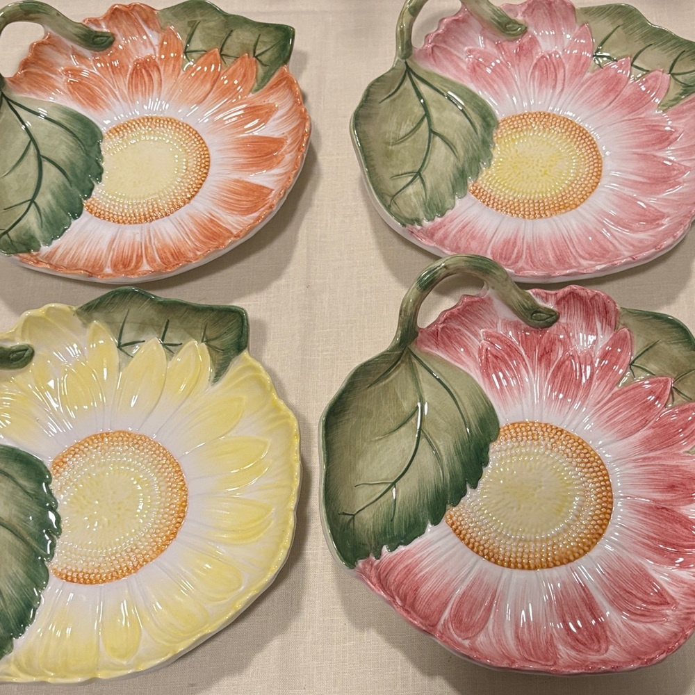 Tiffany & Co. Sunflower Plates in Pink, Orange, Yellow, and Green
